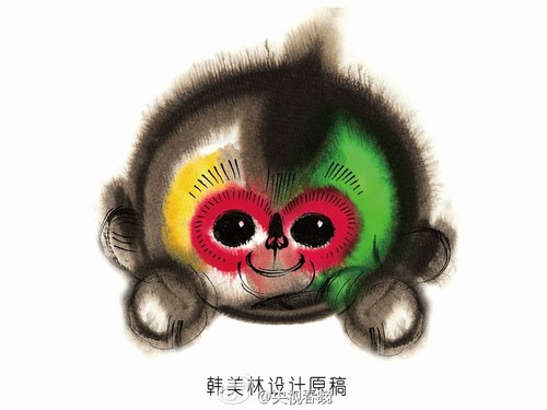 吉祥物“康康”以水墨風(fēng)呈現(xiàn)(韓美林設(shè)計(jì)圖)