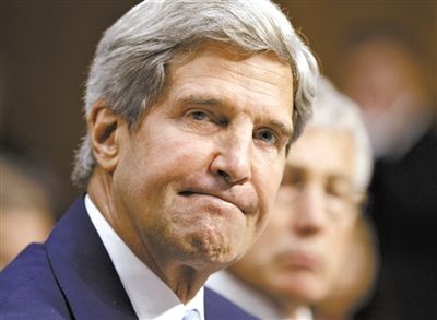 3日，克里在參院聽證會上。