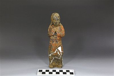 1號(hào)墓出土的陶俑。新華社發(fā)