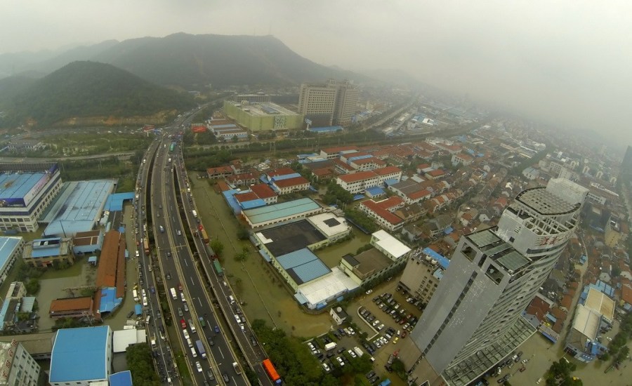 航拍余姚洪水圍城 航拍余姚洪水圍城