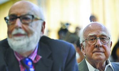 比利時(shí)科學(xué)家恩勒特（左）和英國(guó)科學(xué)家希格斯（右）有望獲得諾貝爾物理學(xué)獎(jiǎng)。