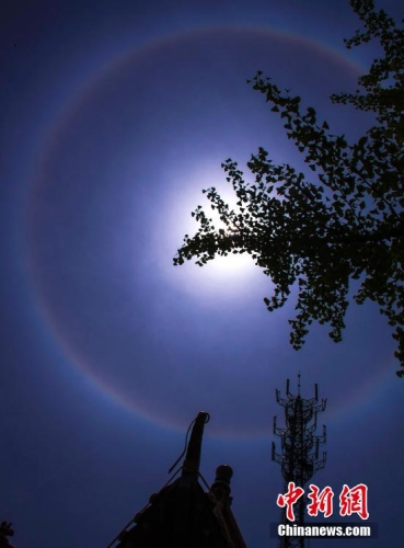 棗莊現(xiàn)日暈藍(lán)天美景 棗莊現(xiàn)日暈藍(lán)天美景