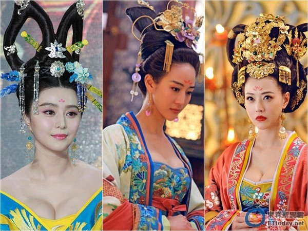 范冰冰、張鈞甯、周海媚，在《武媚娘》中爆乳演出