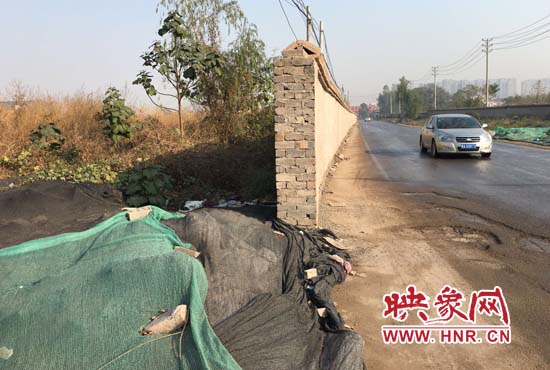 一墻之隔，一邊是道路，一邊是垃圾和荒草，市民質(zhì)疑其為遮羞墻。