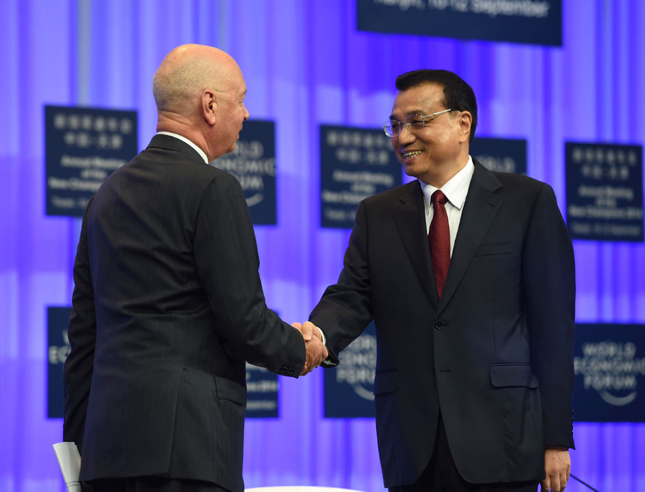 李克強總理出席夏季達沃斯論壇并發(fā)表開幕式致辭。