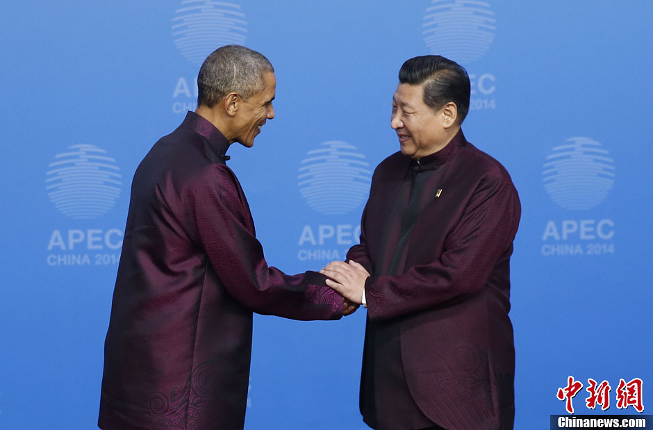 圖為習近平夫婦歡迎美國總統(tǒng)奧巴馬。中新社發(fā) 杜洋 攝