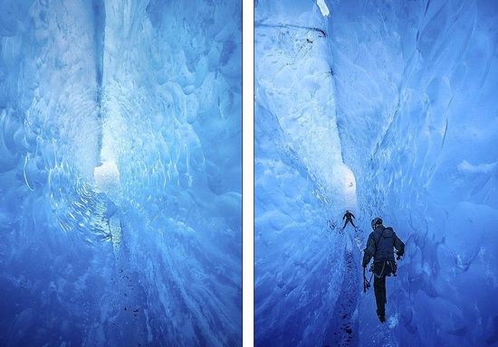 梅里格特別喜歡探索冰川。當(dāng)太陽(yáng)高高升起后，可以看到冰反射出的壯觀美景。