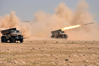 敘利亞三軍進行實彈演習 敘利亞三軍進行實彈演習