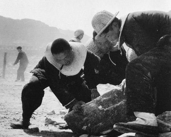 抬石頭，多少人手上都磨出了老繭